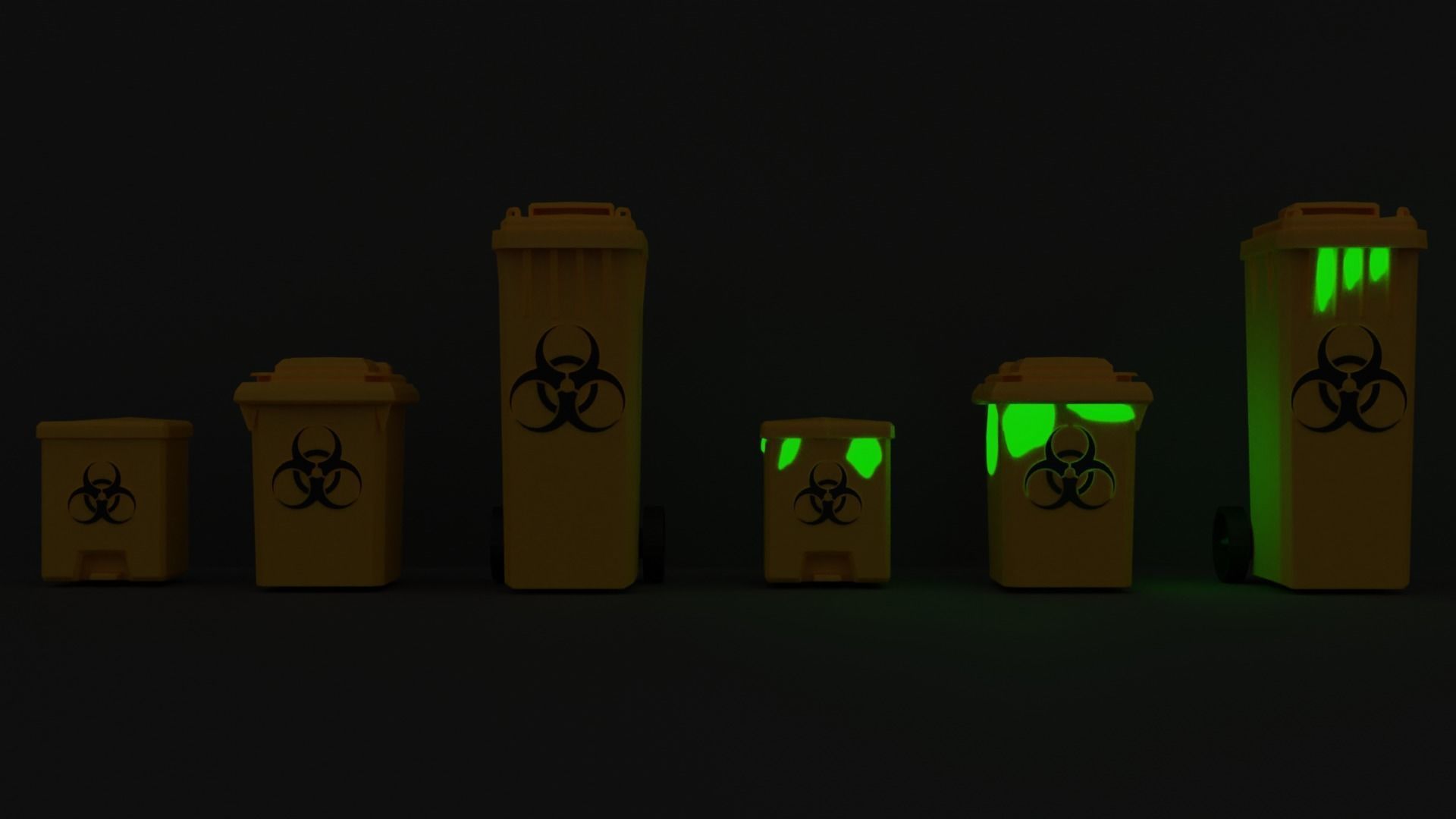 Biohazard Trash Bin Pack Low-poly 3D model_2