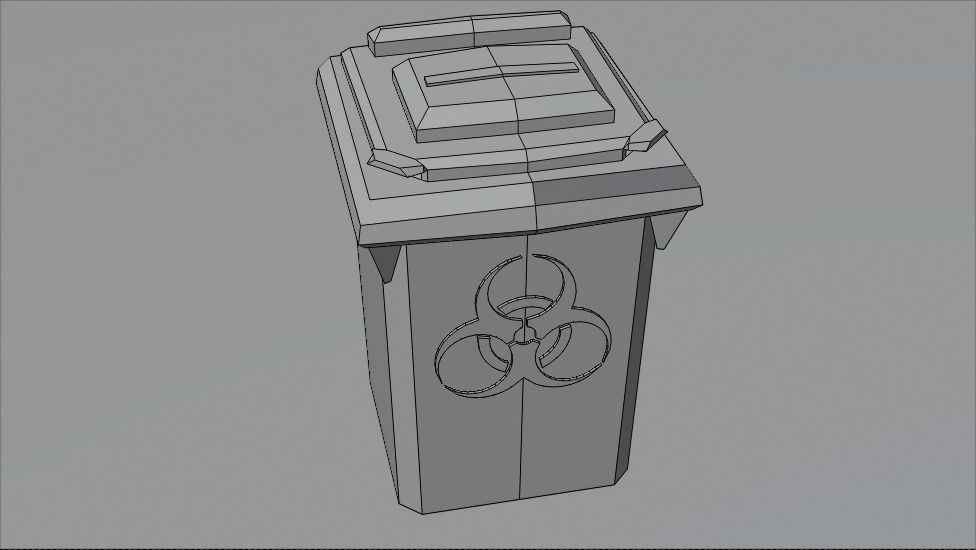 Biohazard Trash Bin Pack Low-poly 3D model_11