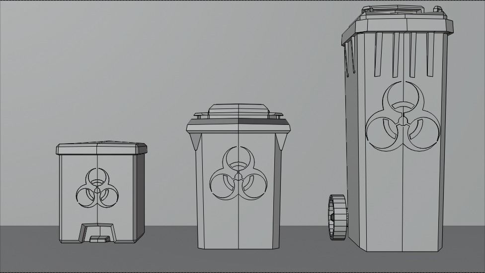 Biohazard Trash Bin Pack Low-poly 3D model_21