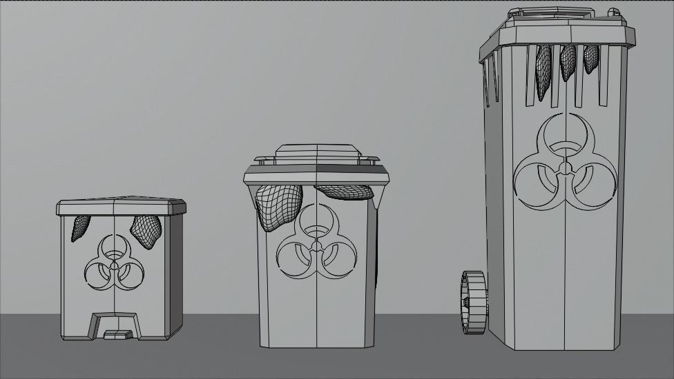 Biohazard Trash Bin Pack Low-poly 3D model_23