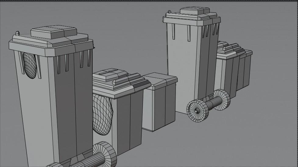 Biohazard Trash Bin Pack Low-poly 3D model_7
