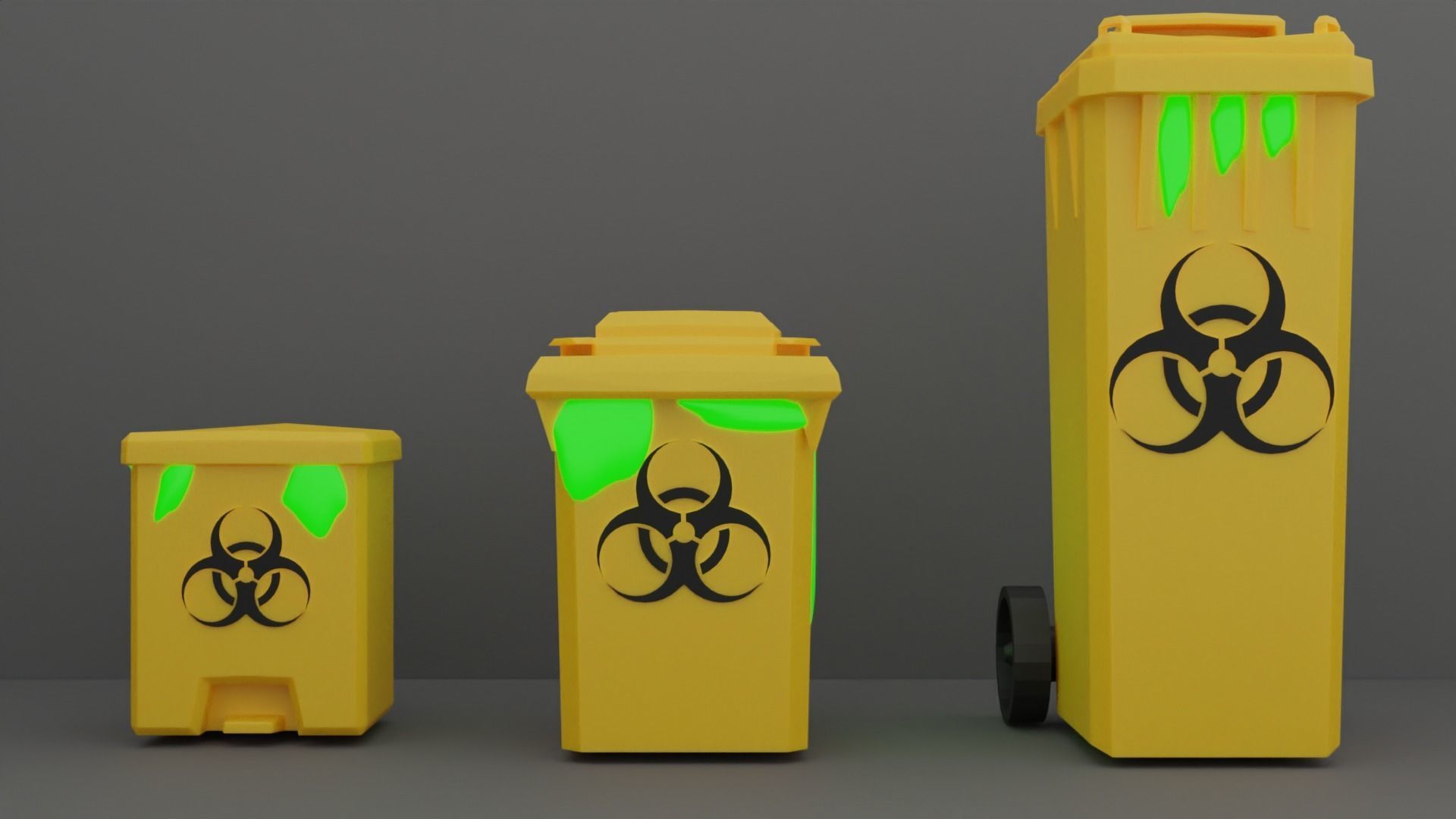 Biohazard Trash Bin Pack Low-poly 3D model_22