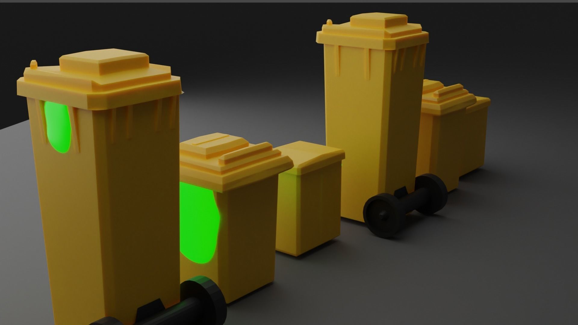 Biohazard Trash Bin Pack Low-poly 3D model_6