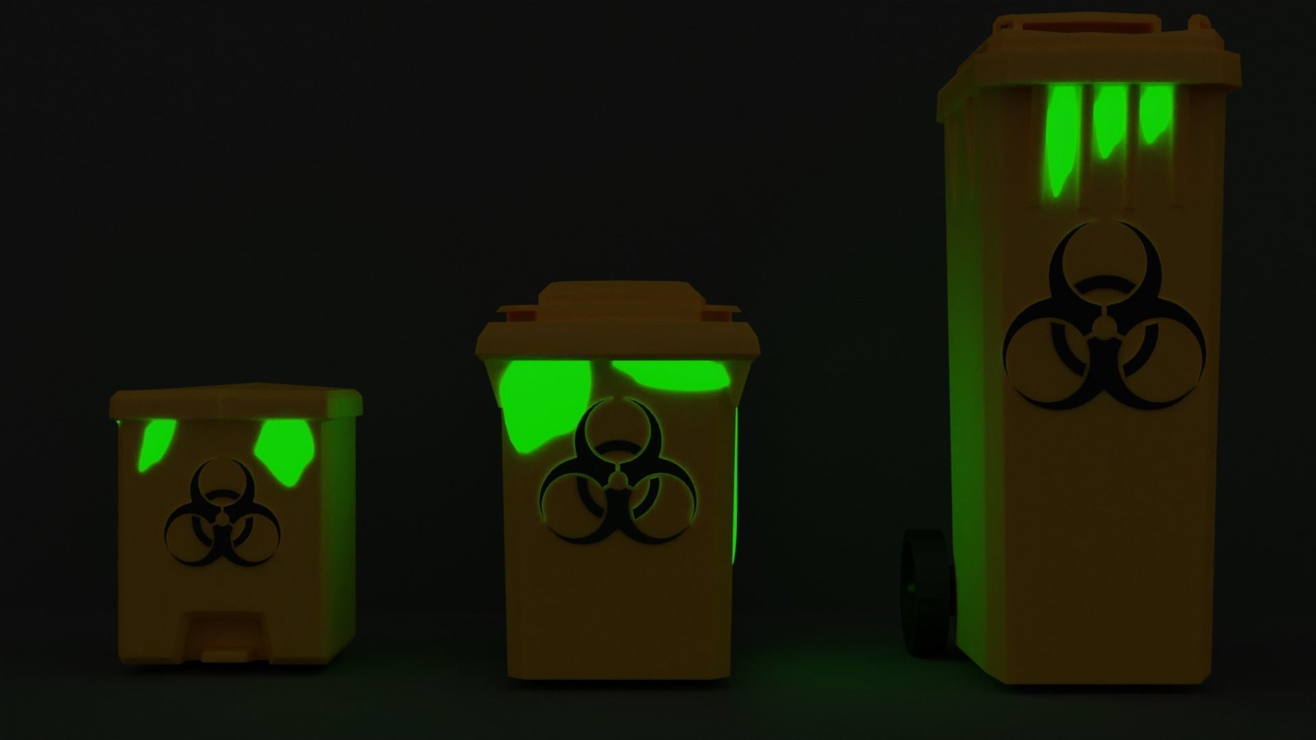 Biohazard Trash Bin Pack Low-poly 3D model_3