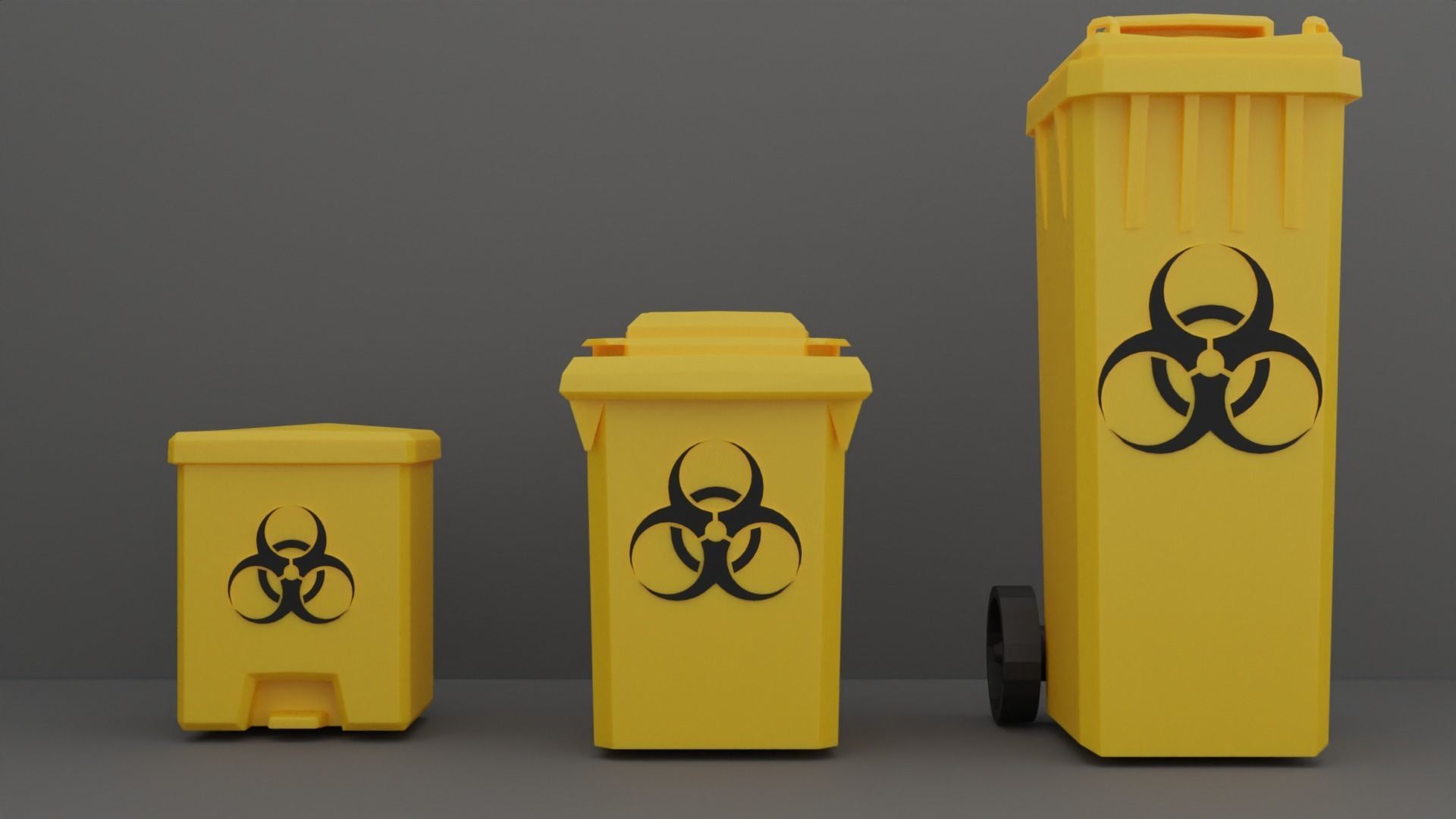 Biohazard Trash Bin Pack Low-poly 3D model_20