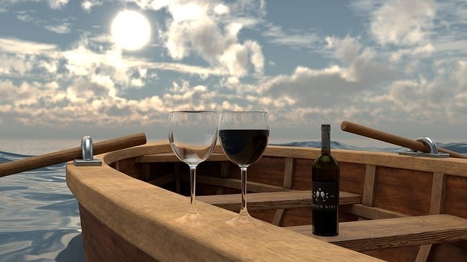 Boat Scene Low-poly 3D model