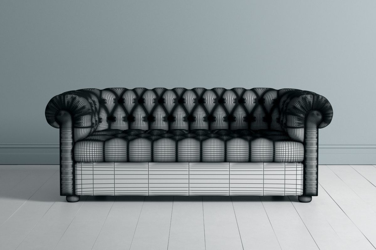 Chesterfield Double and Single Sofa 3D model_25