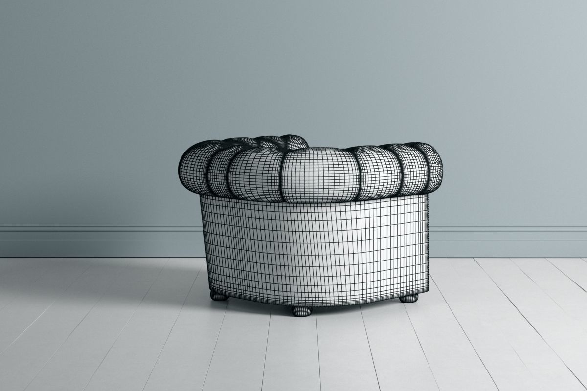 Chesterfield Double and Single Sofa 3D model_9