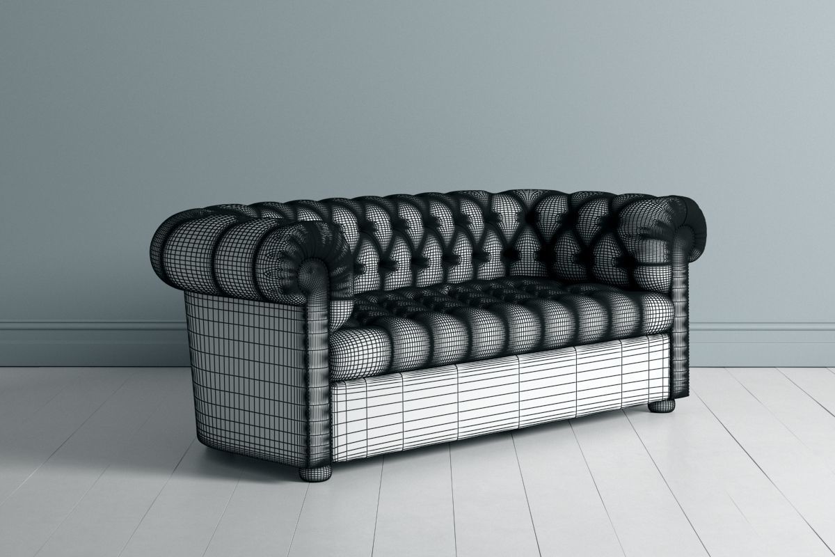 Chesterfield Double and Single Sofa 3D model_26