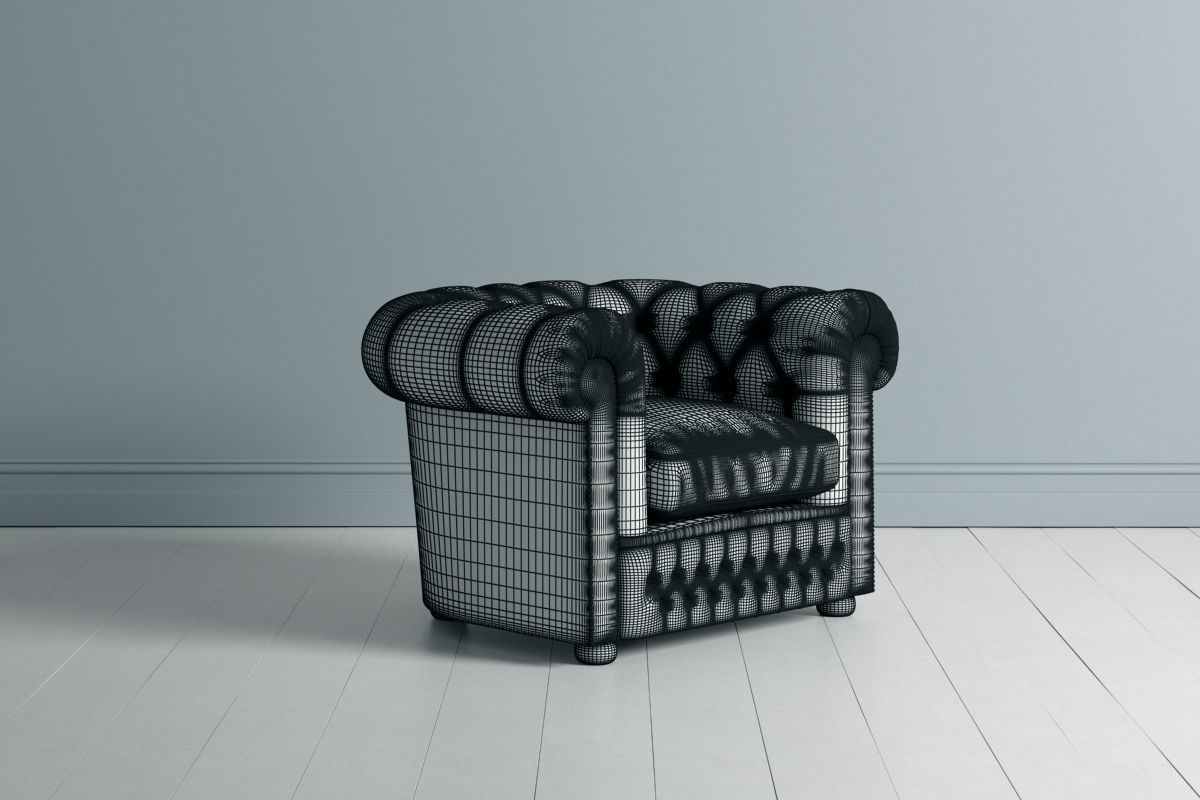 Chesterfield Double and Single Sofa 3D model_7