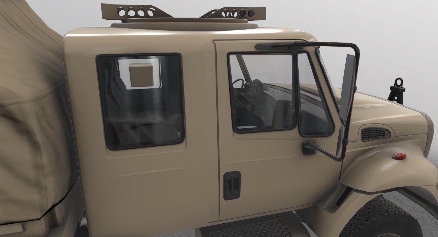 Military Truck Beige Low-poly 3D model_6
