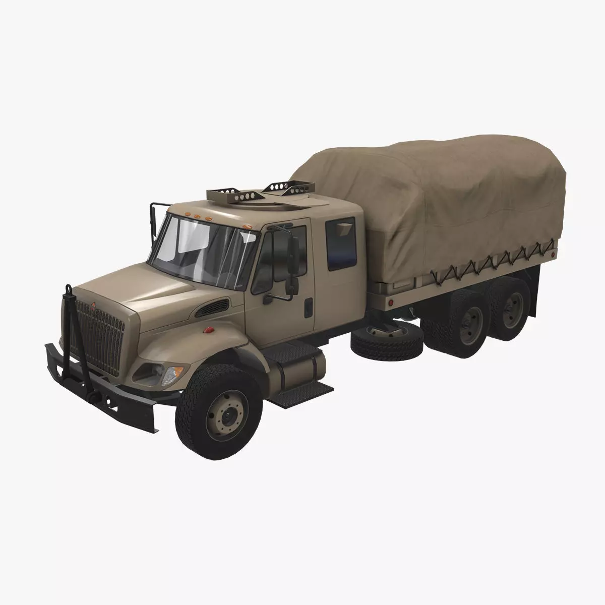 Military Truck Beige Low-poly 3D model_0