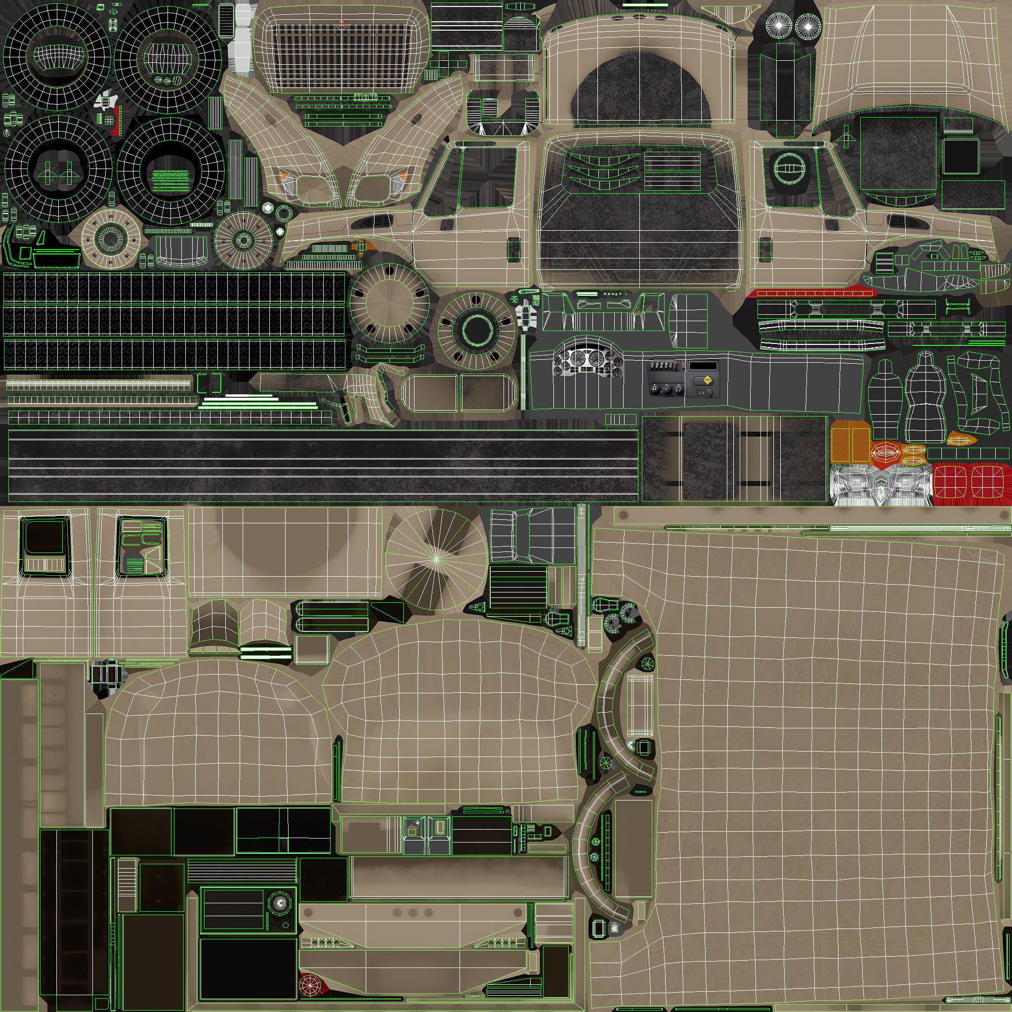 Military Truck Beige Low-poly 3D model_15