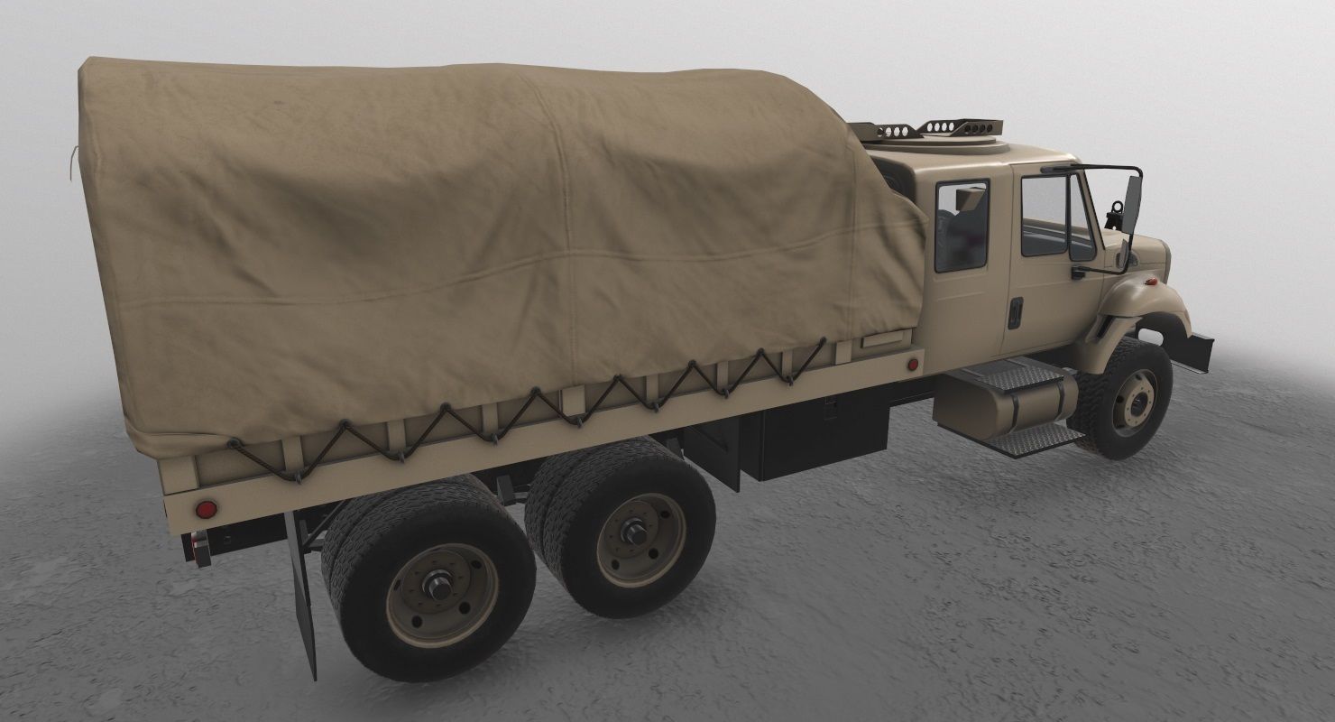Military Truck Beige Low-poly 3D model_4