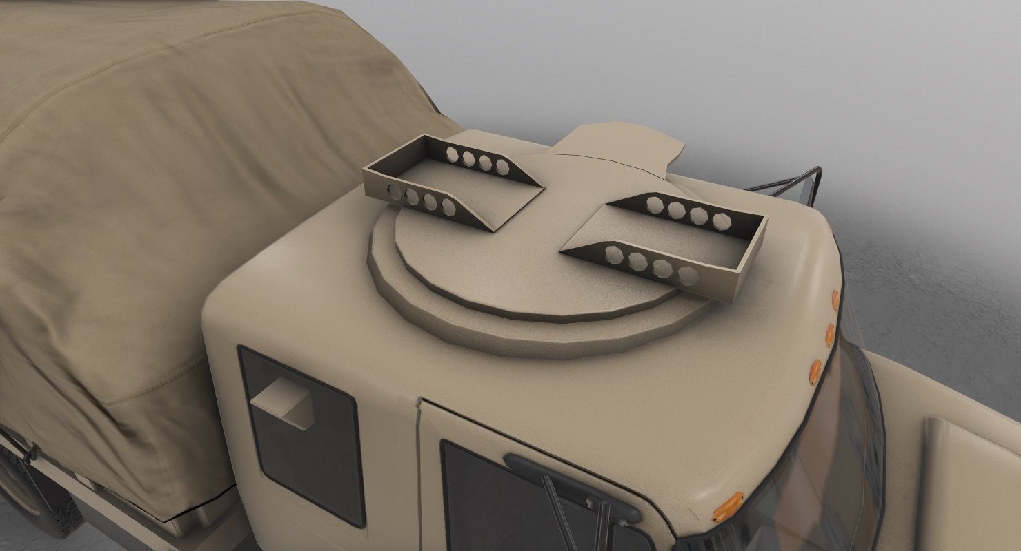 Military Truck Beige Low-poly 3D model_8