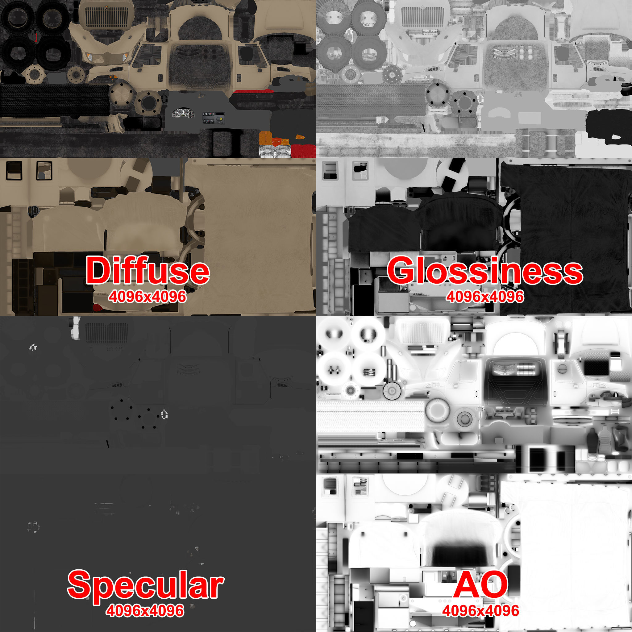 Military Truck Beige Low-poly 3D model_13