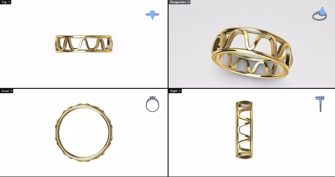 Egyptean style patterned ring with 2 variations 3D print model