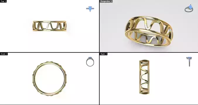 Egyptean style patterned ring with 2 variations 3D print model