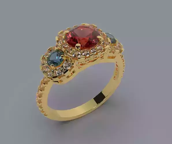 3-Stones Cluster Ring