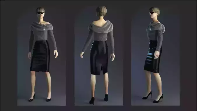 Wool blouse with elegant skirt