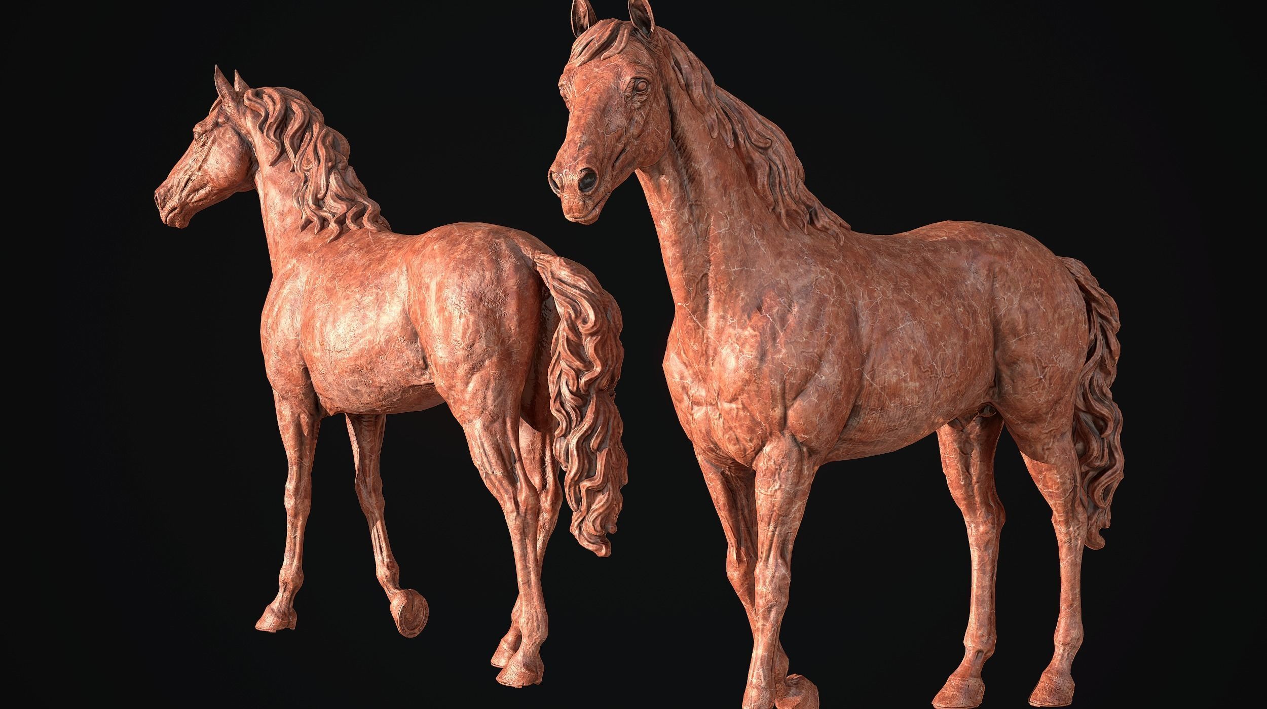 Realistic Horse Basemesh with LOD s 3D model_32