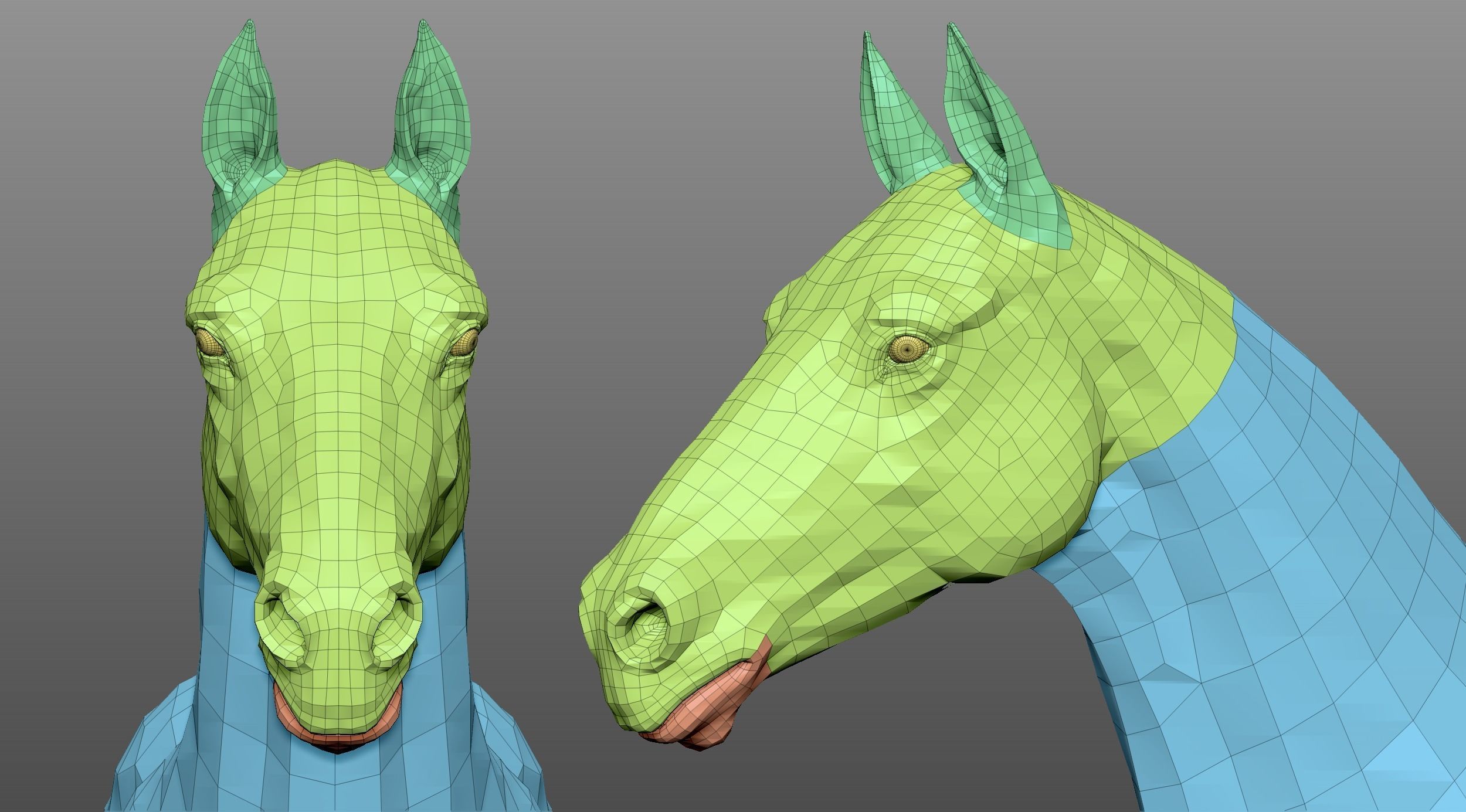 Realistic Horse Basemesh with LOD s 3D model_23
