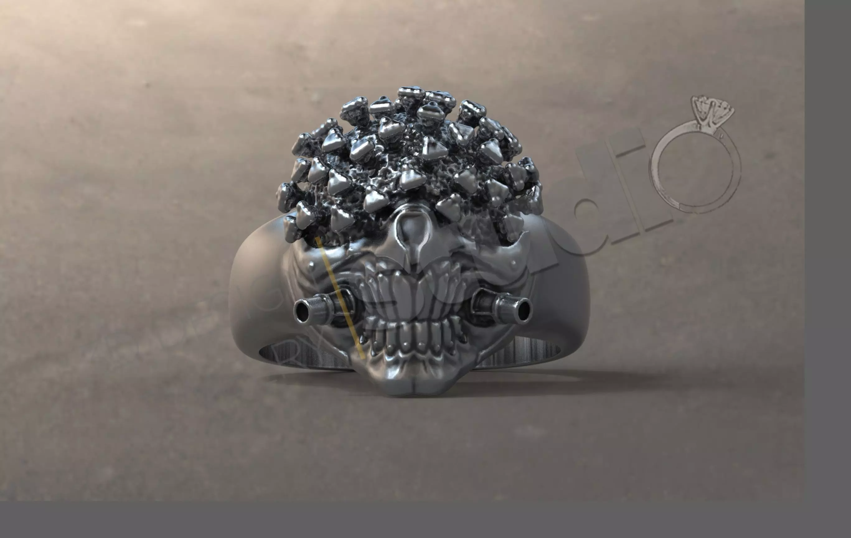 Covid-19 virus VS Immortal Joe Mask ring 3d model 3D print model 3D print model_0