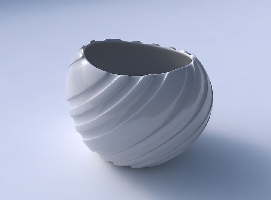 Bowl compressed 2 with twisted smooth ribbons 3D print model_3