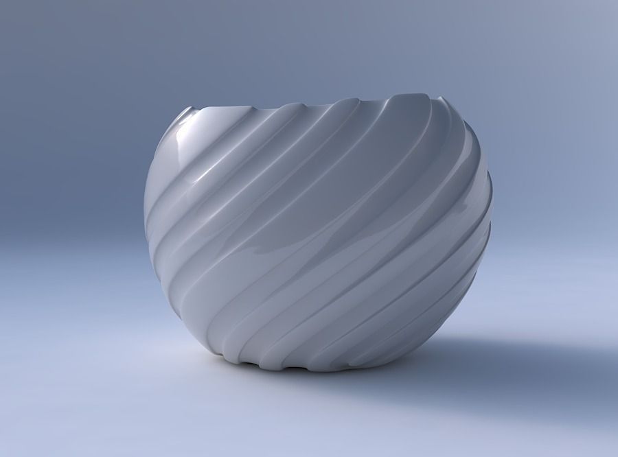 Bowl compressed 2 with twisted smooth ribbons 3D print model_4