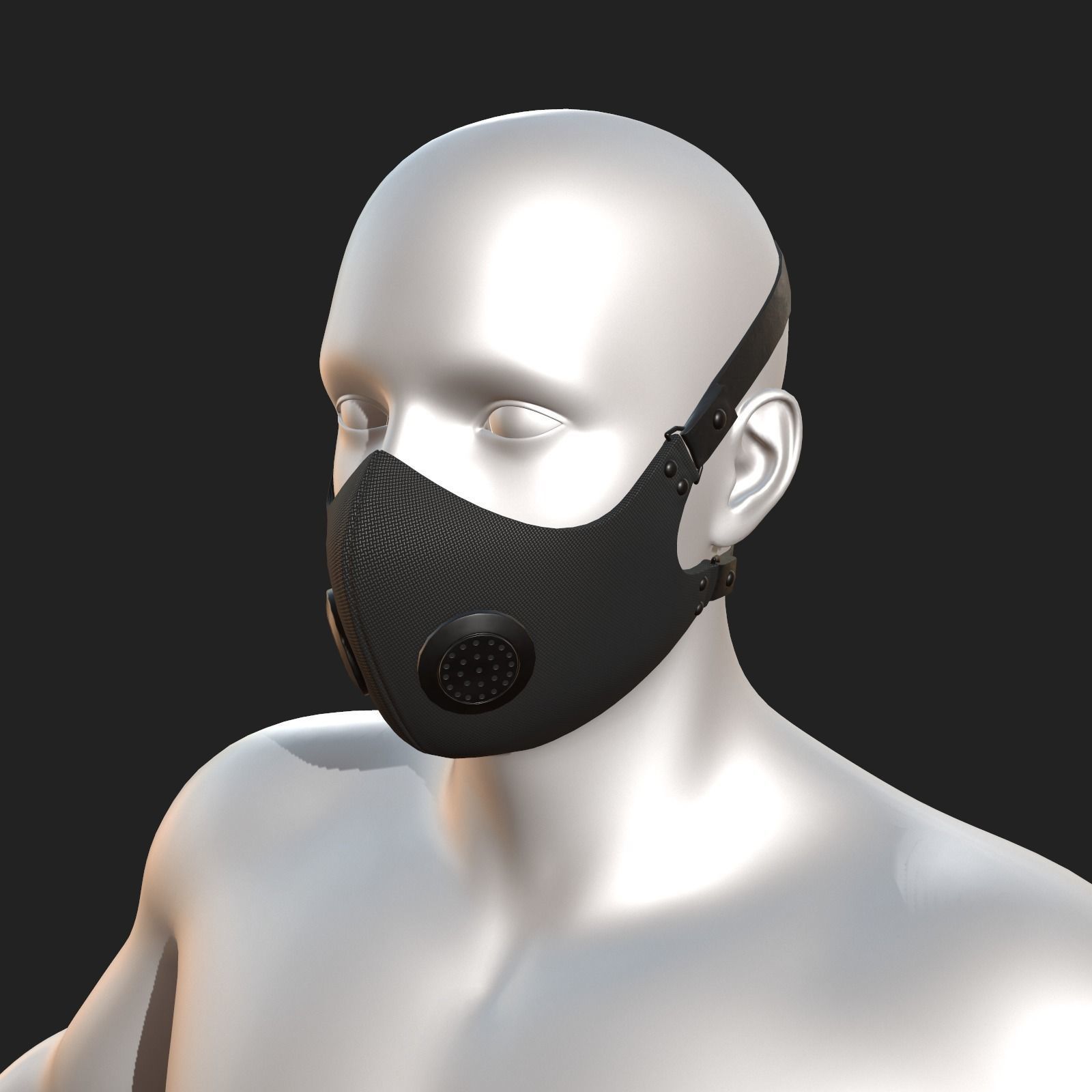 Gas mask protection pollution fantasy scifi military combat  Low-poly 3D model_6