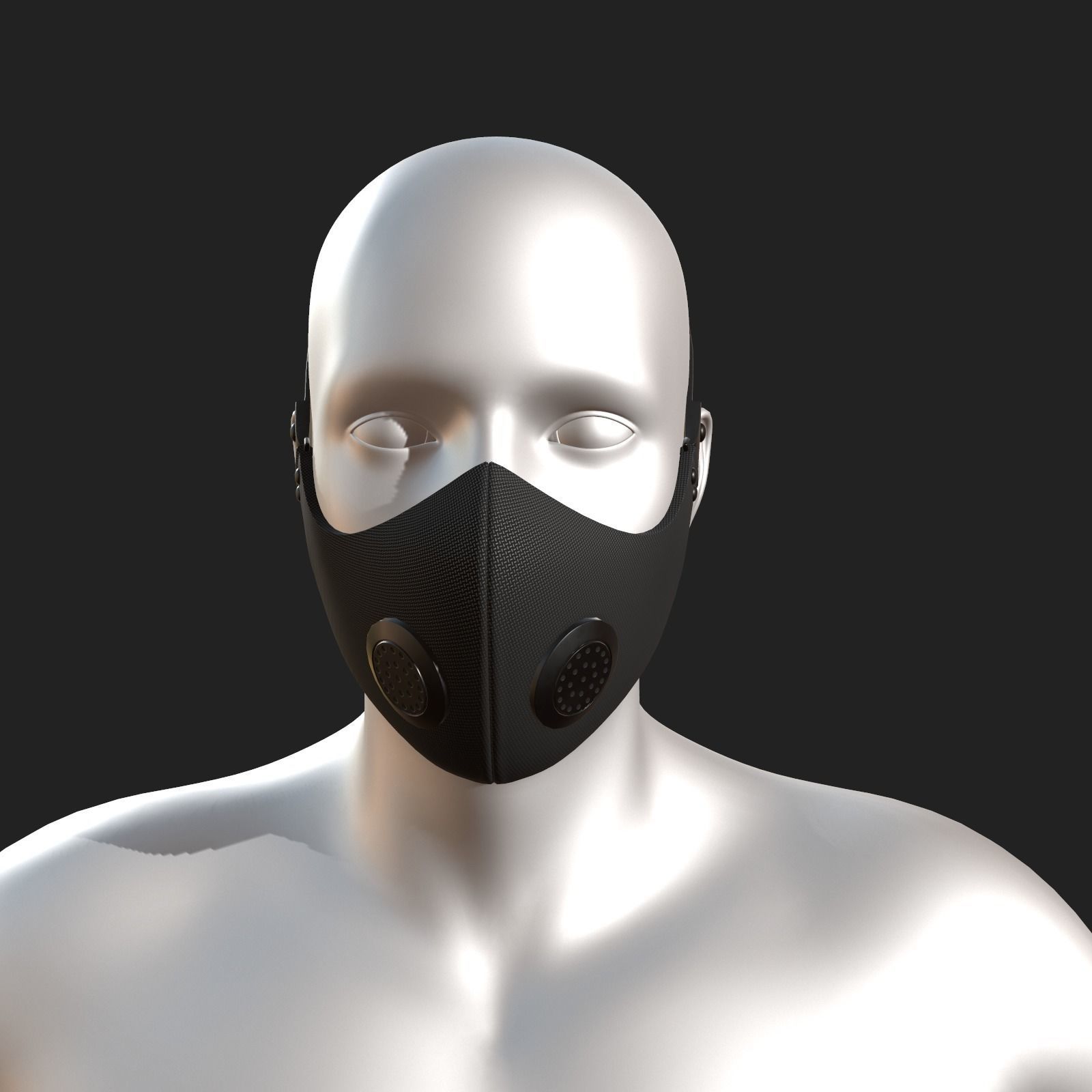 Gas mask protection pollution fantasy scifi military combat  Low-poly 3D model_7