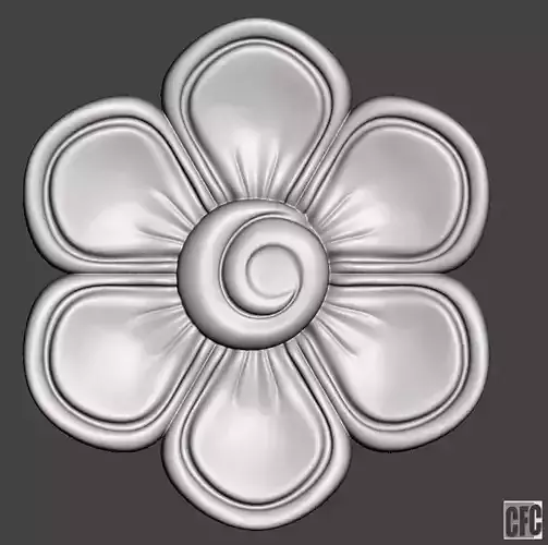 WoodCarving floral detail - 3d model for CNC - FlowerCFC12
