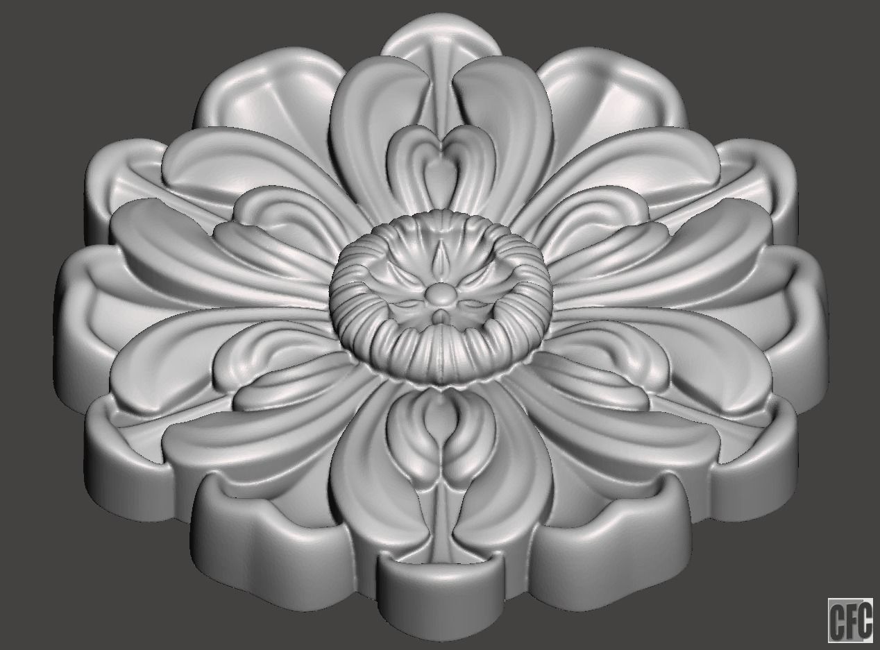 WoodCarving floral detail - 3d model for CNC - FlowerCFC13 3D print model_2