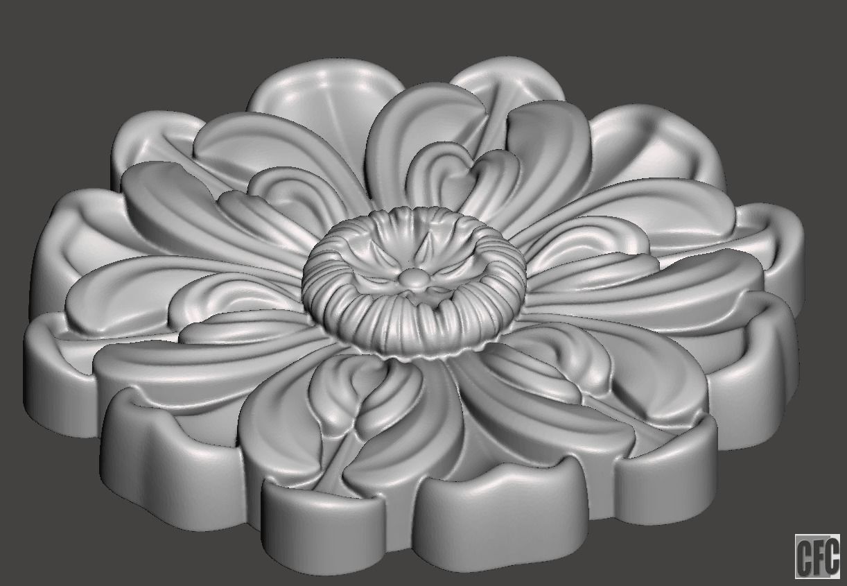 WoodCarving floral detail - 3d model for CNC - FlowerCFC13 3D print model_1