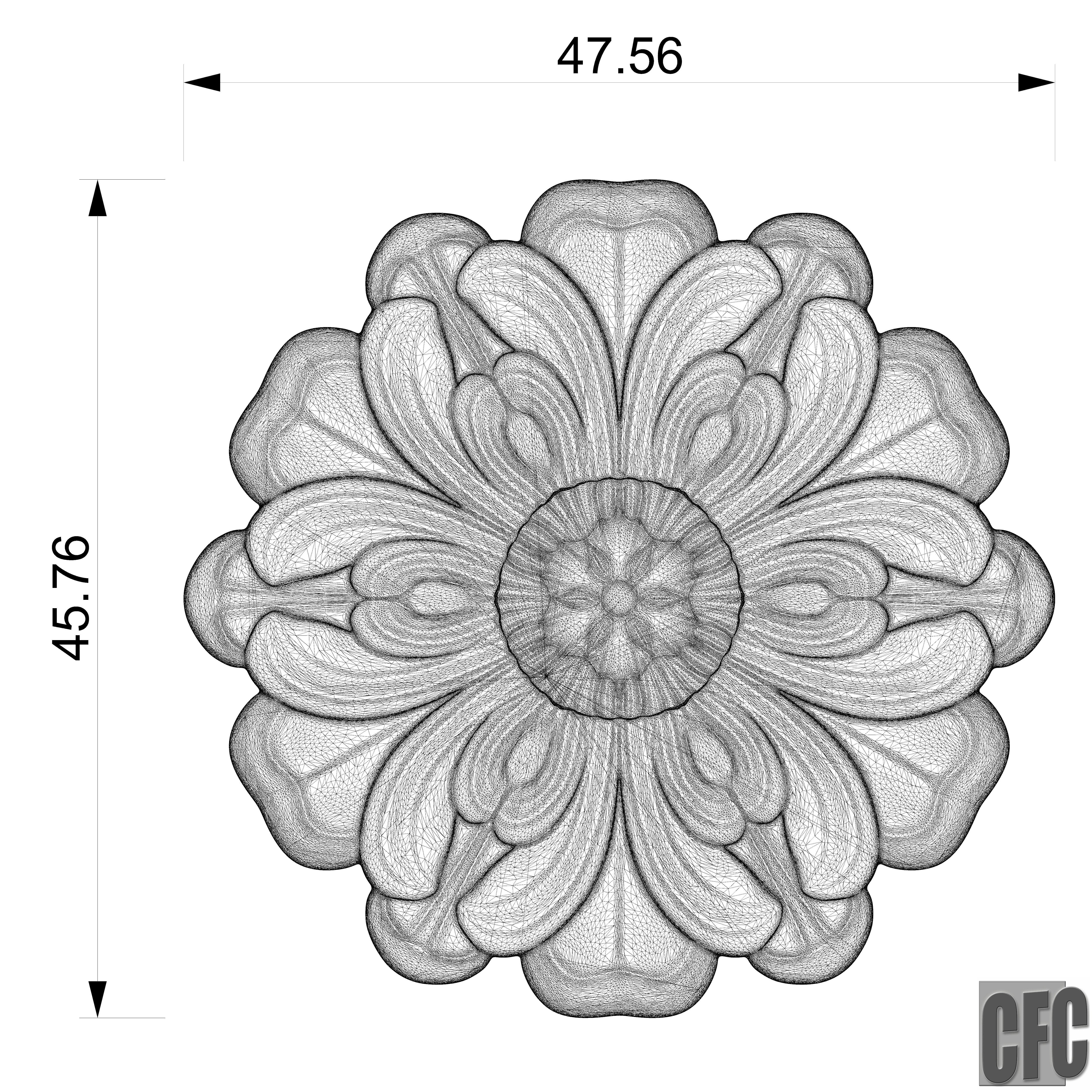 WoodCarving floral detail - 3d model for CNC - FlowerCFC13 3D print model_11