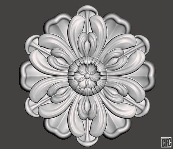 WoodCarving floral detail - 3d model for CNC - FlowerCFC13 3D print model