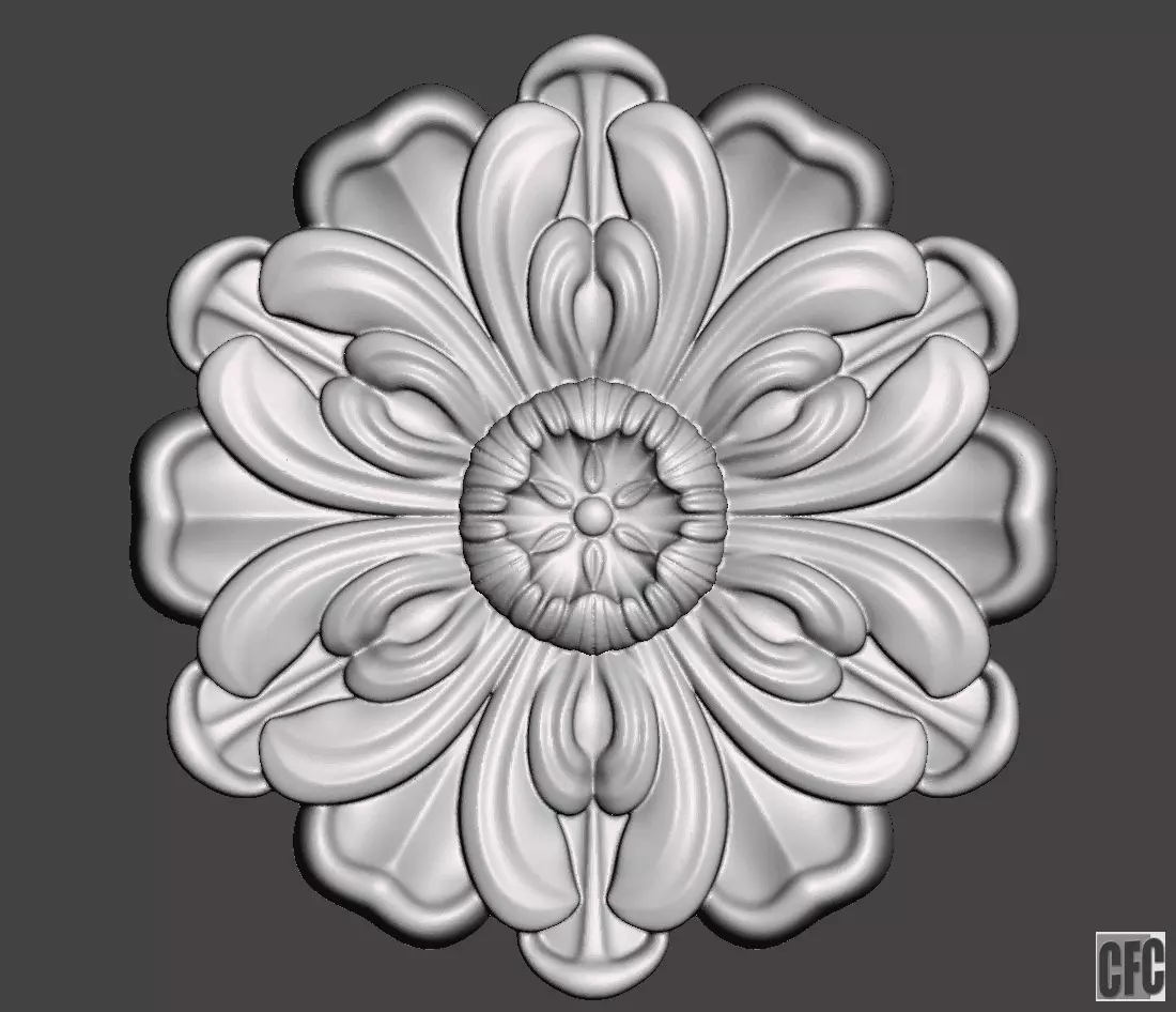 WoodCarving floral detail - 3d model for CNC - FlowerCFC13 3D print model_0
