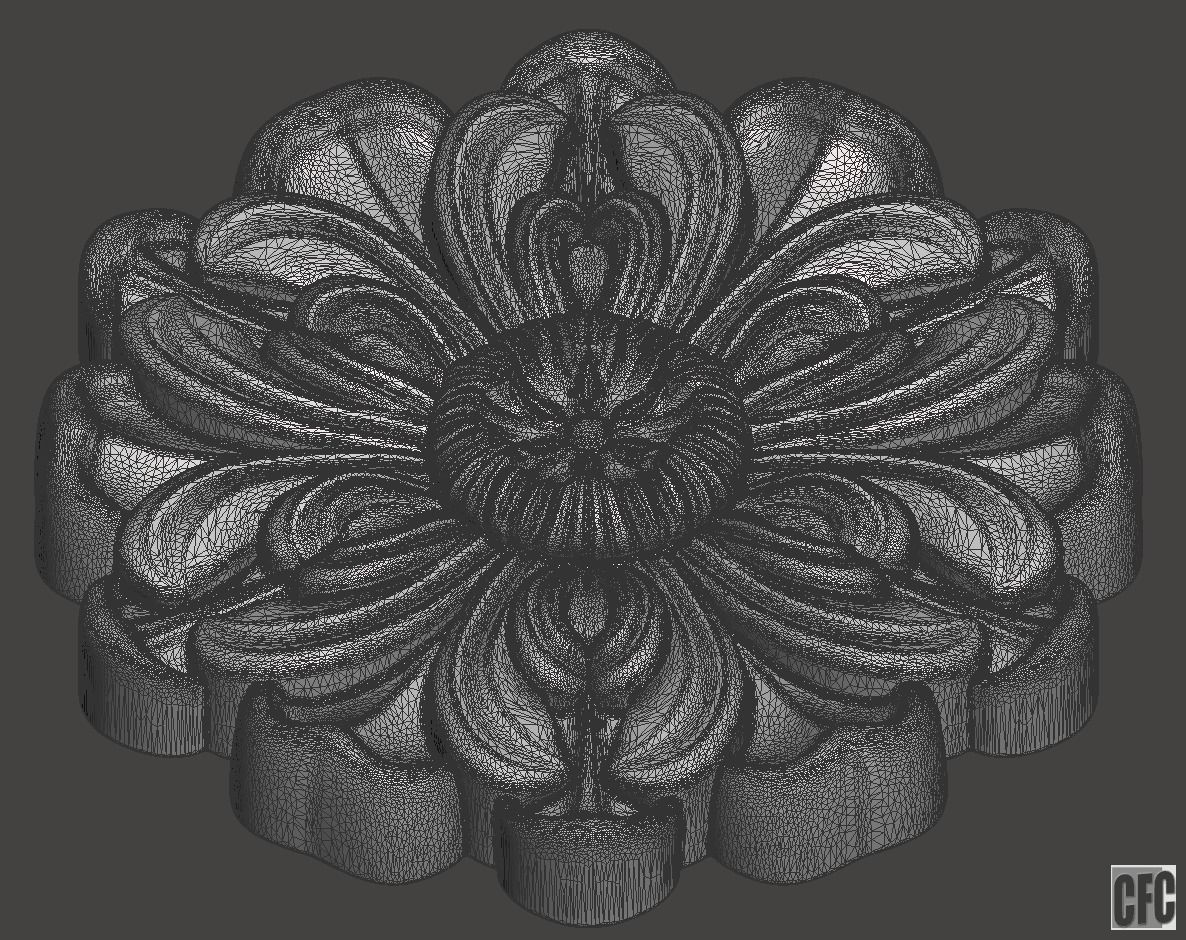 WoodCarving floral detail - 3d model for CNC - FlowerCFC13 3D print model_6