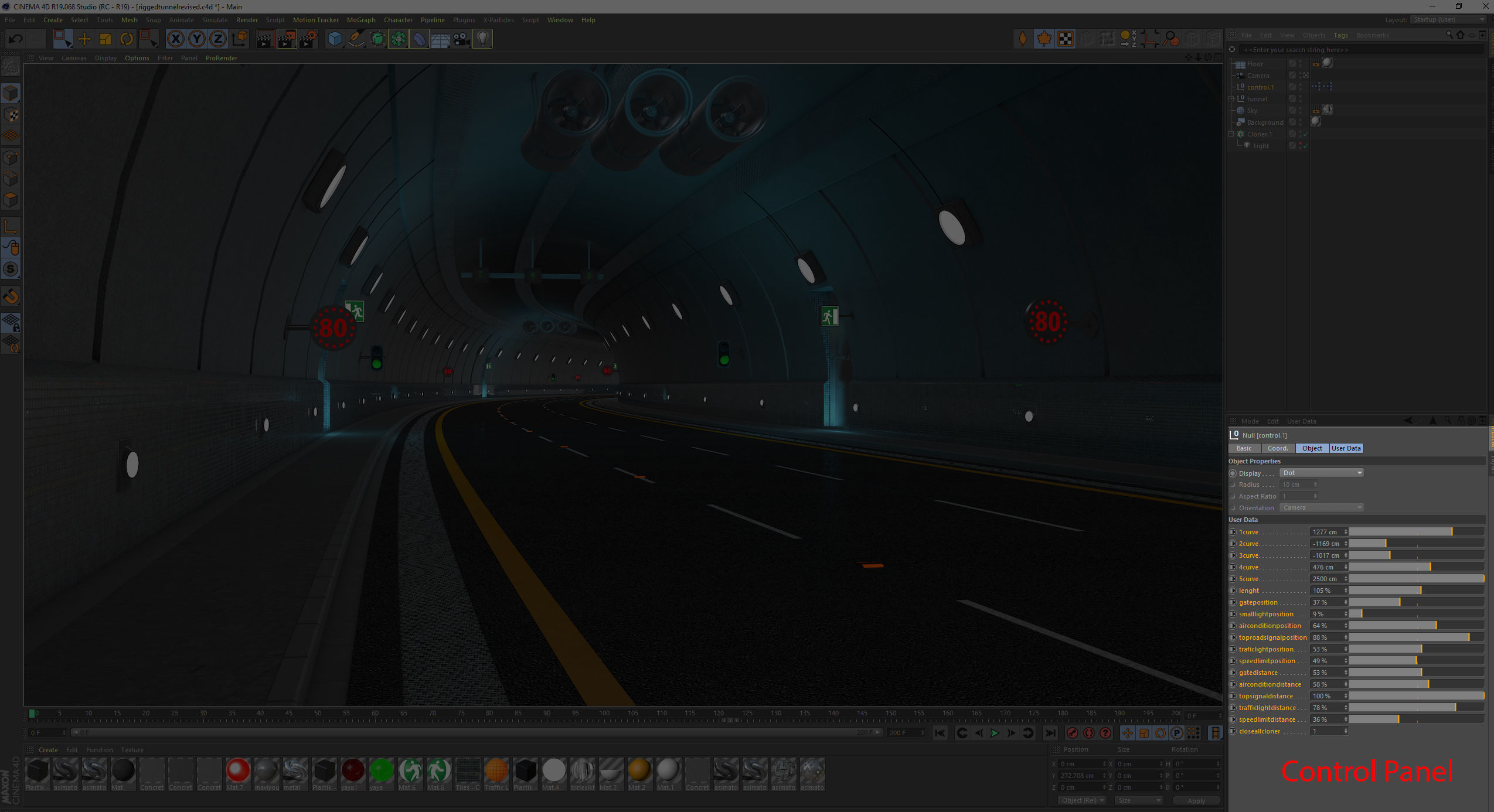Highway Tunnel Adjustable and Rigged 3D model_39