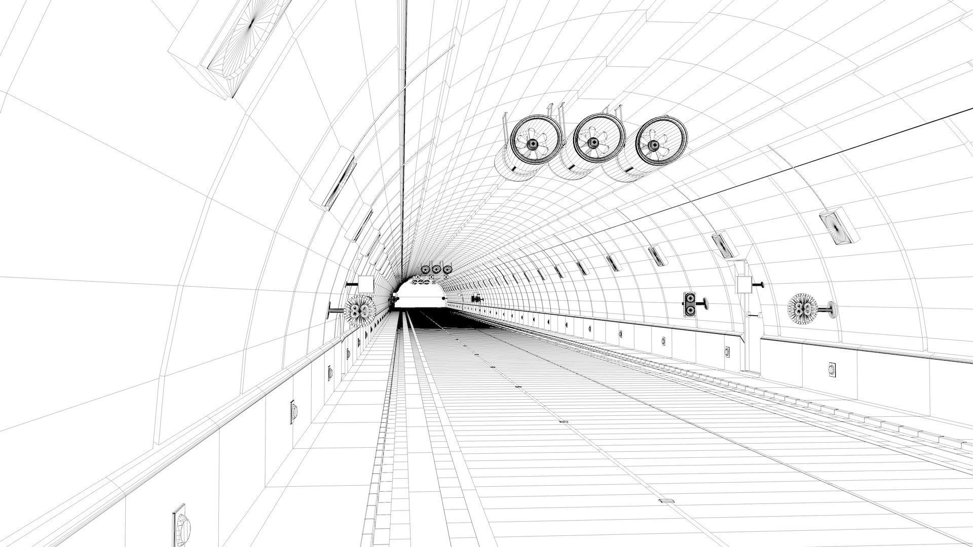 Highway Tunnel Adjustable and Rigged 3D model_40