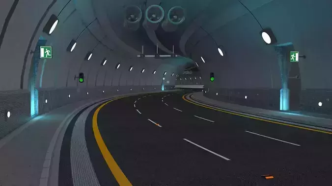 Highway Tunnel Adjustable and Rigged 3D model