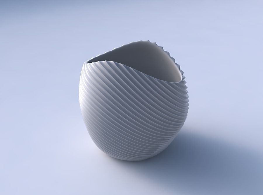 Bowl compressed 3 with bent extruded lines 2 3D print model_3