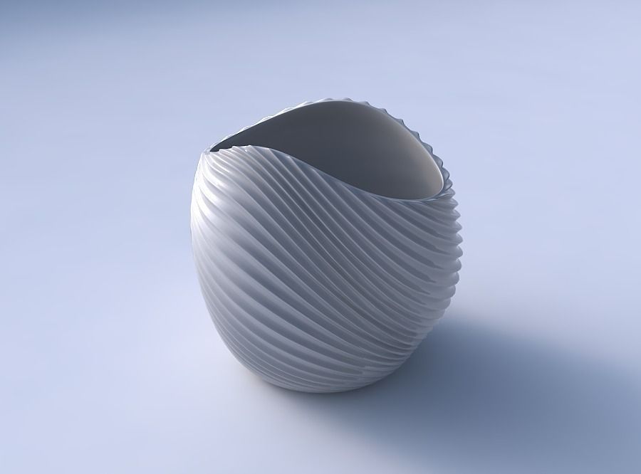 Bowl compressed 3 with bent extruded lines 3 3D print model_3