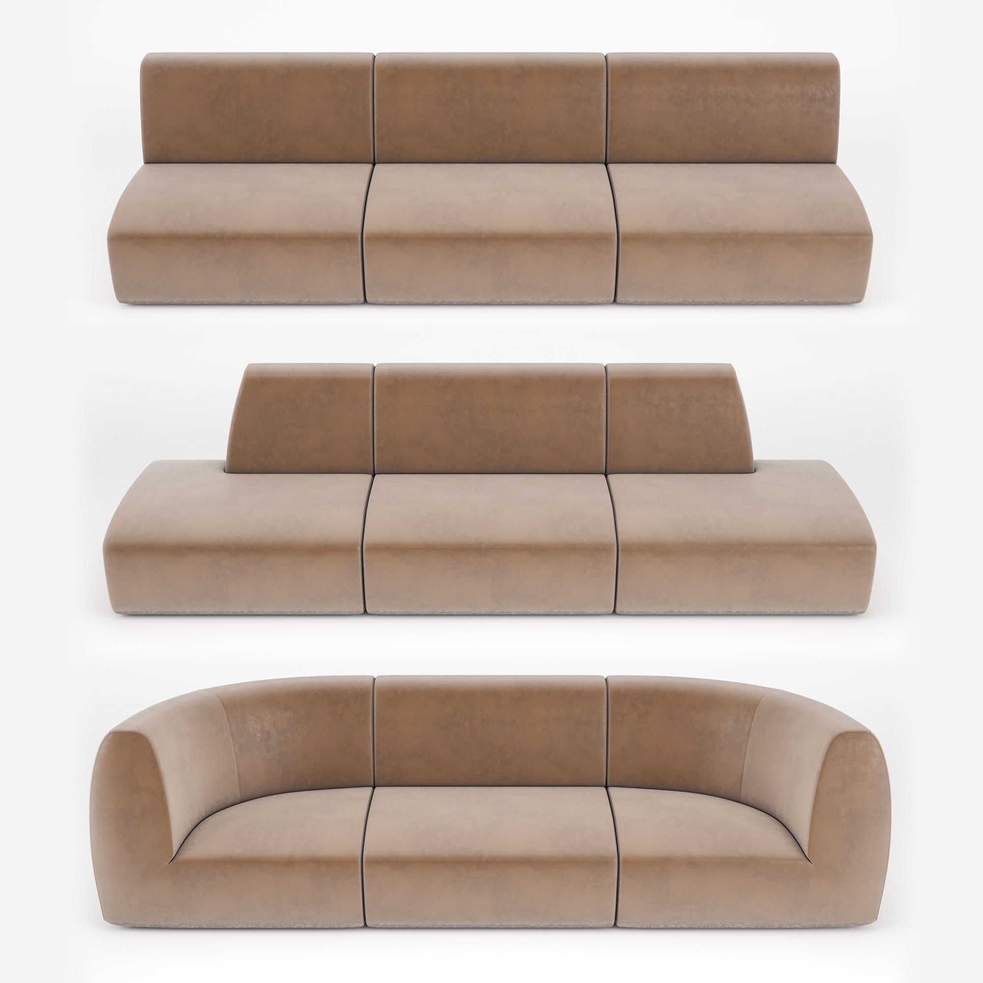 Stellar Works - Infinity Sofa Option 1 4 5 3D model_1