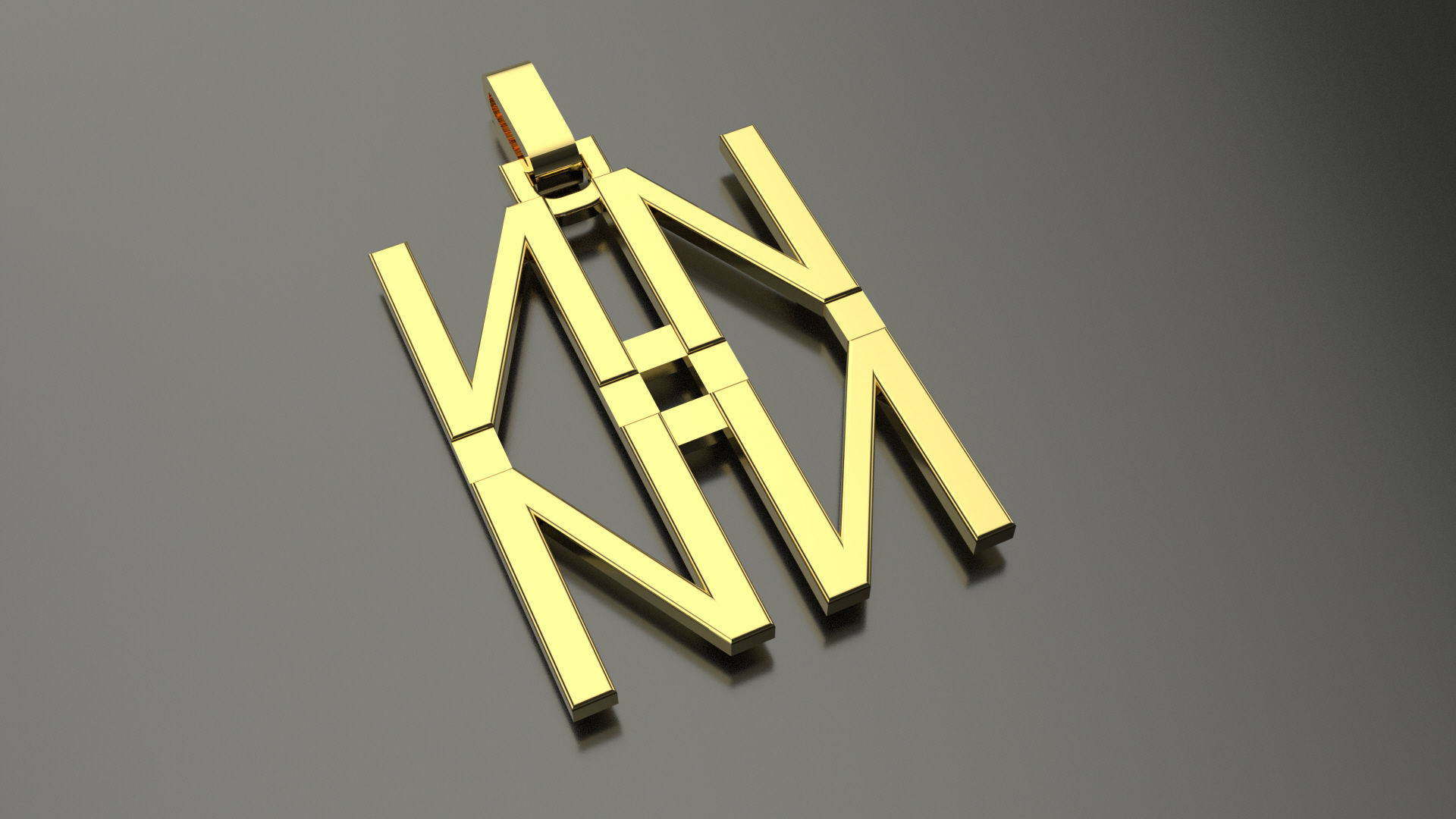Pinwheel Letter N Necklace 3D print model_1