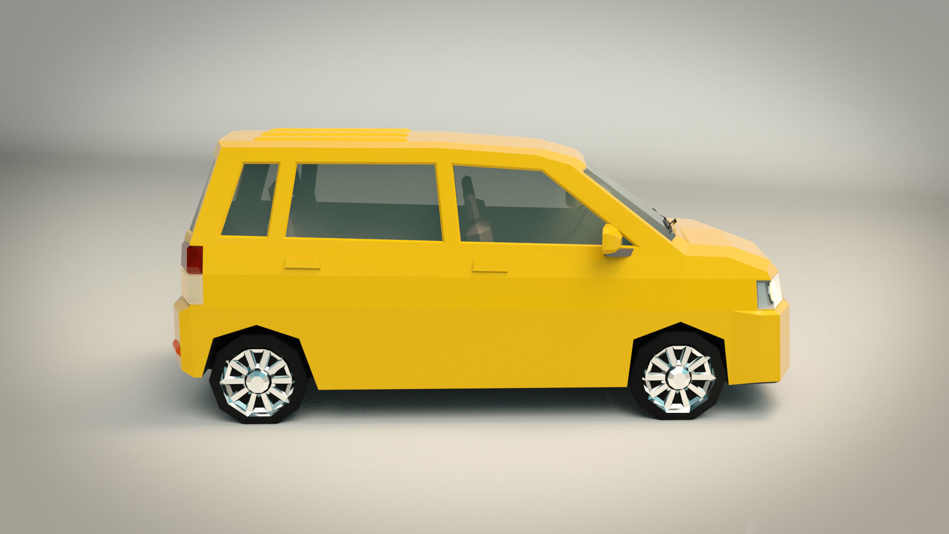 Low Poly Minivan 01 Low-poly 3D model_7