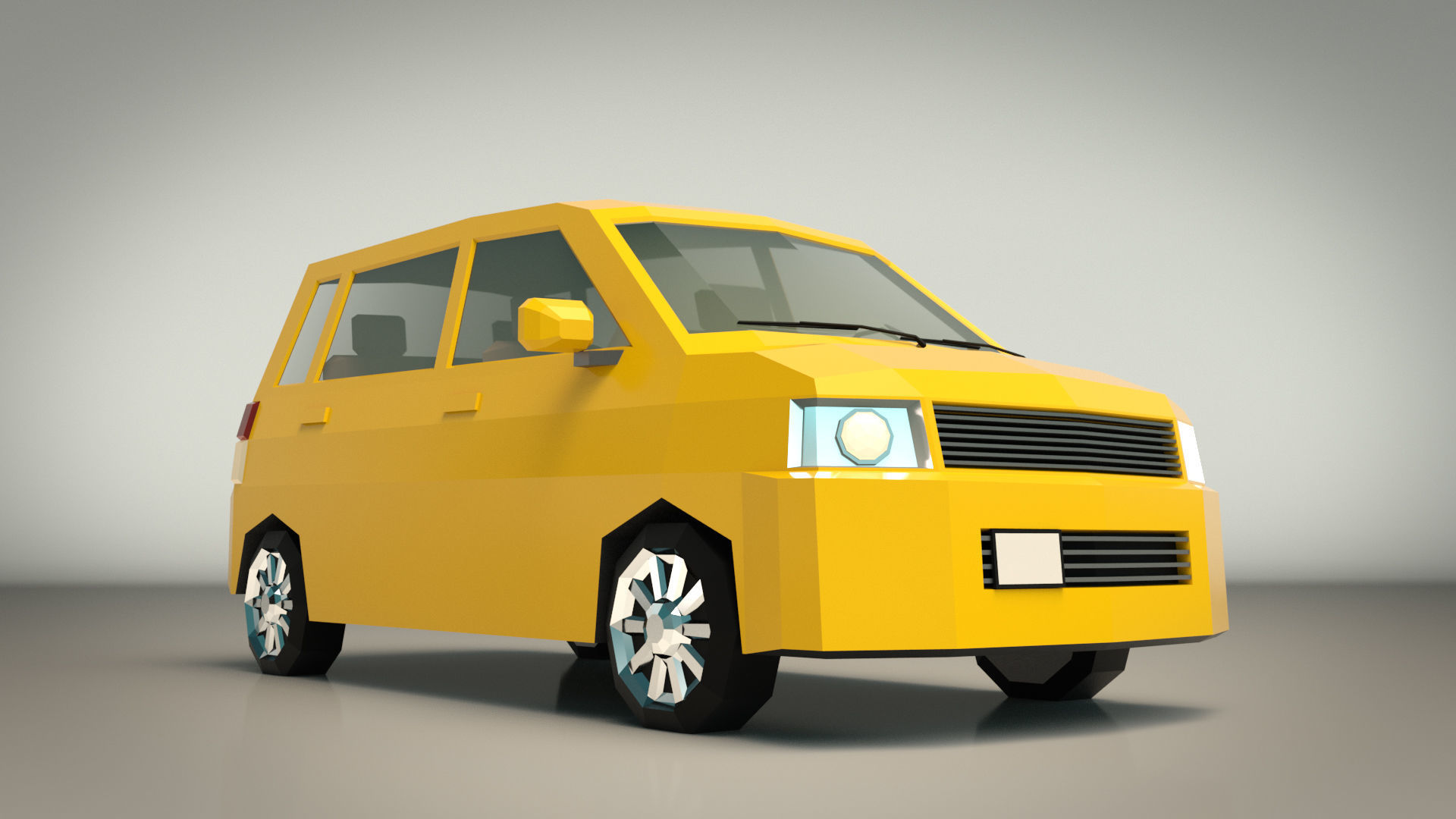 Low Poly Minivan 01 Low-poly 3D model_6