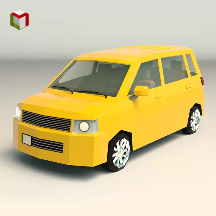 Low Poly Minivan 01 Low-poly 3D model_0