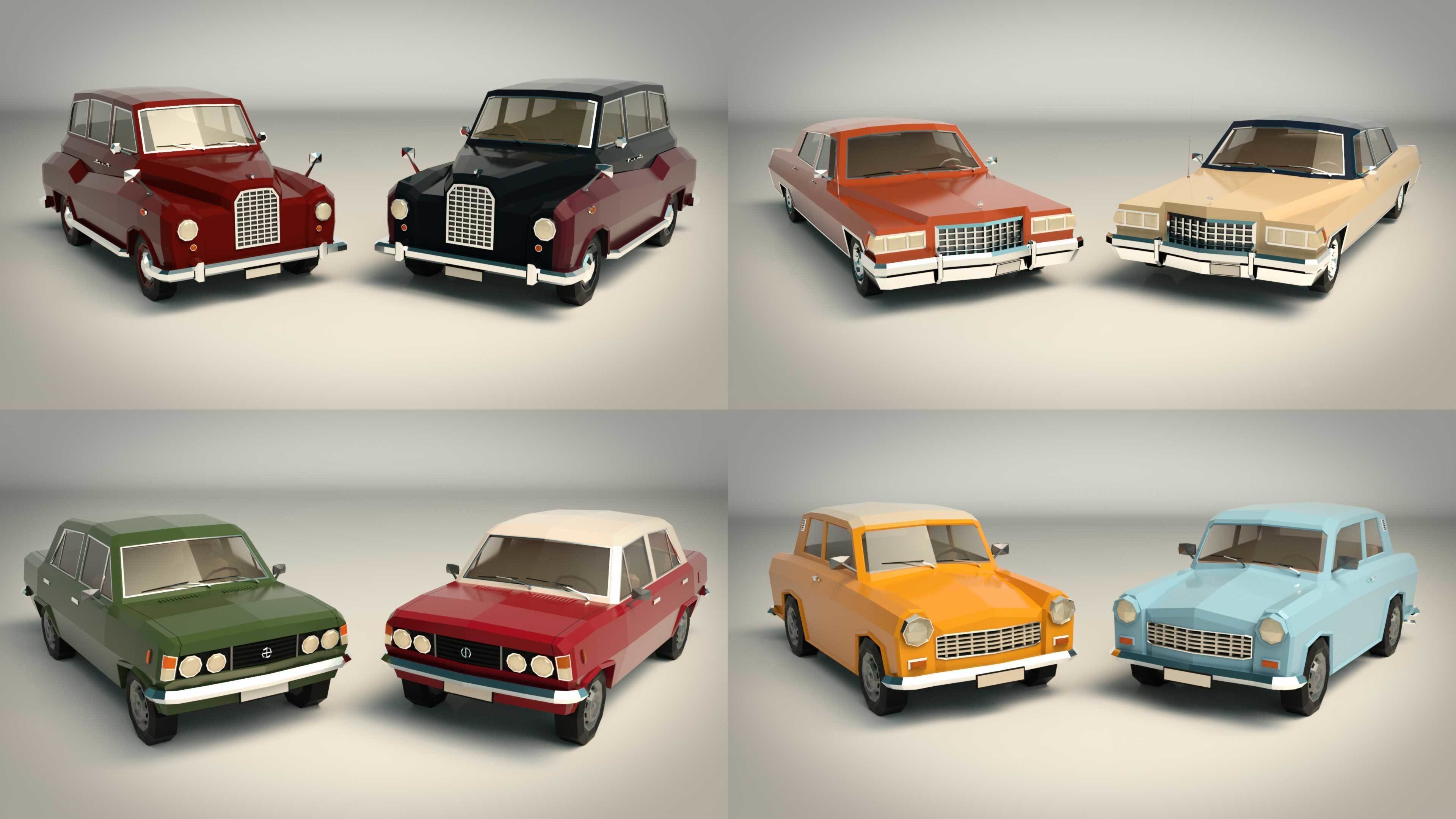 Low Poly Sedan Pack 03 3D Model Collection_16