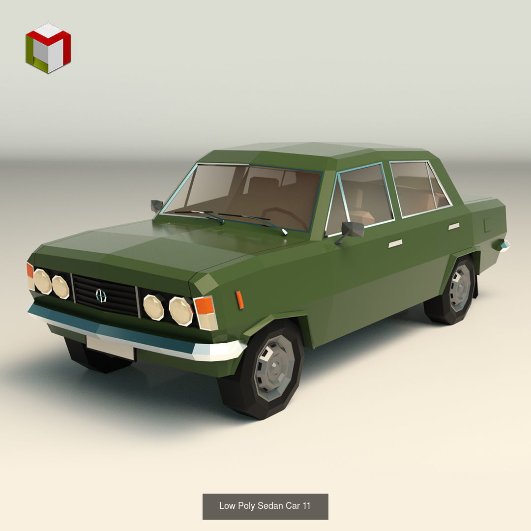 Low Poly Sedan Pack 03 3D Model Collection_10